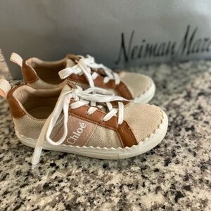 Chloe Cream and Tan Low-Top Sneakers